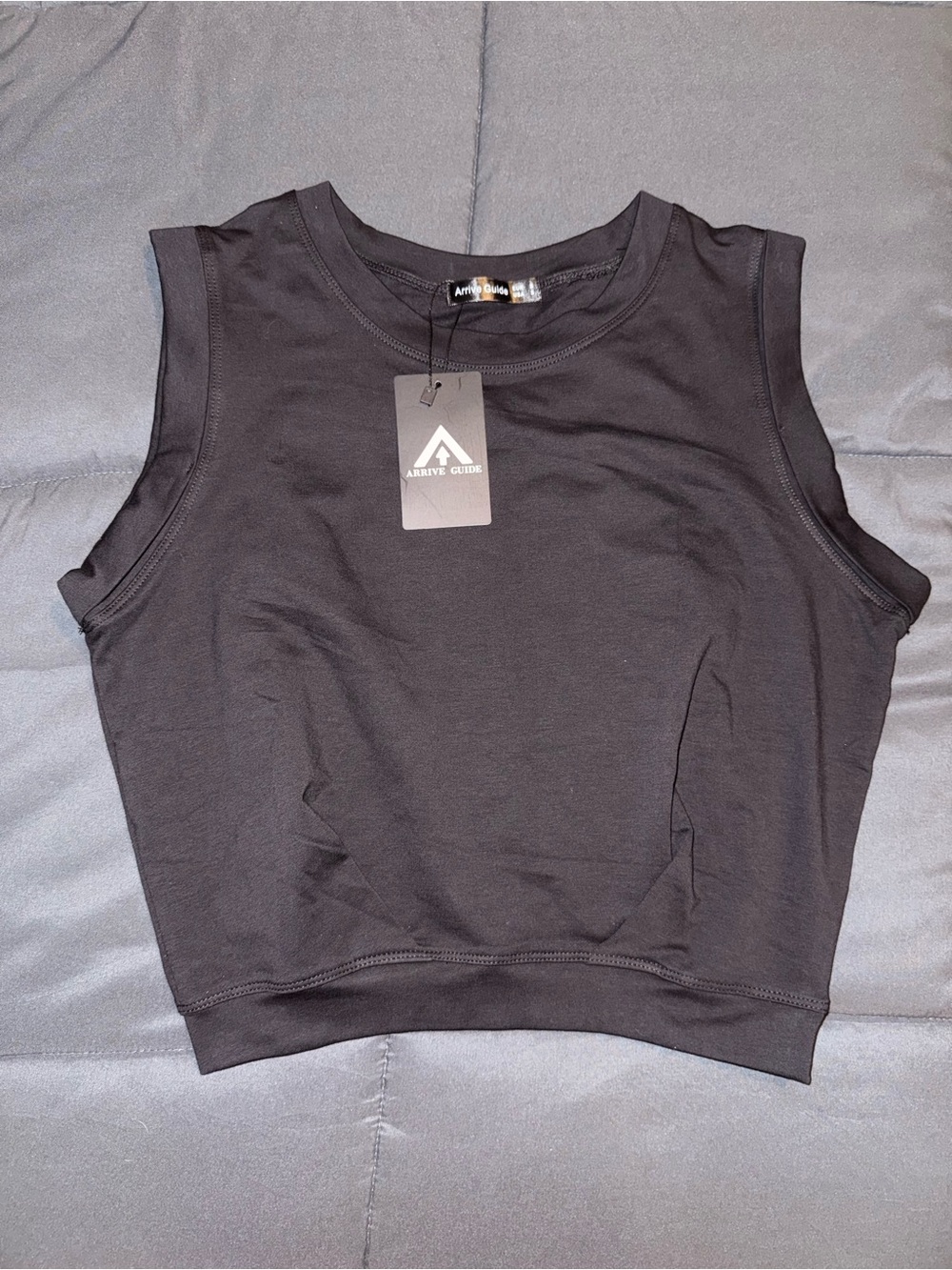 Black Sleeveless Crop Tank Top
